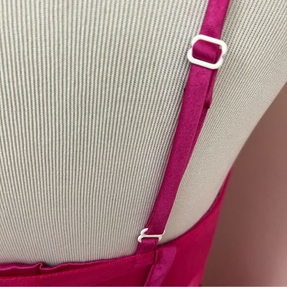 Fuchsia Pink Tulle Evening/ Prom Gown Corset Style Sheer S - Picture 6 of 9